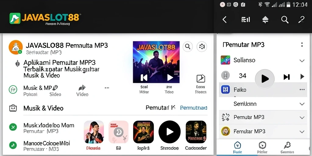 Tampilan antarmuka <strong>JAVASLOT88</strong> saat digunakan sebagai Pemutar MP3.